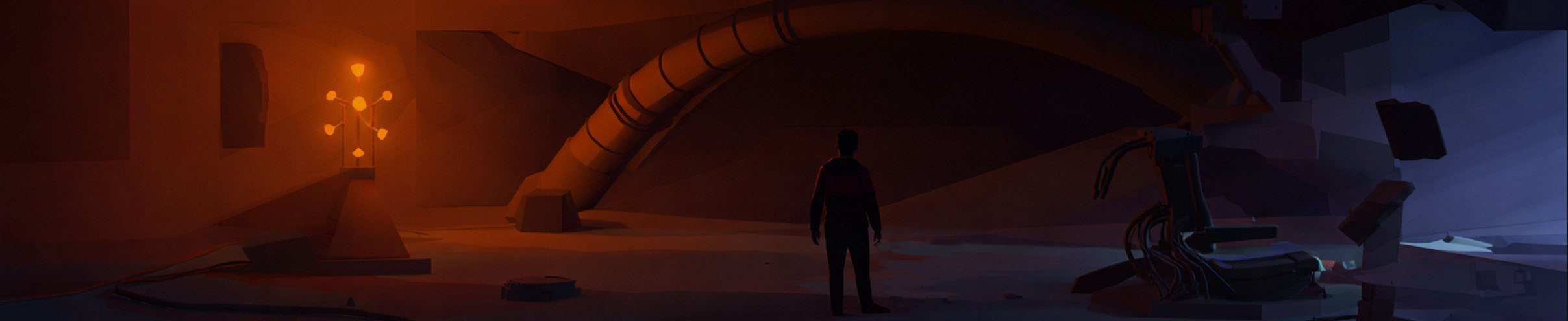 In-engine scene showing side-on depth and environmental lighting